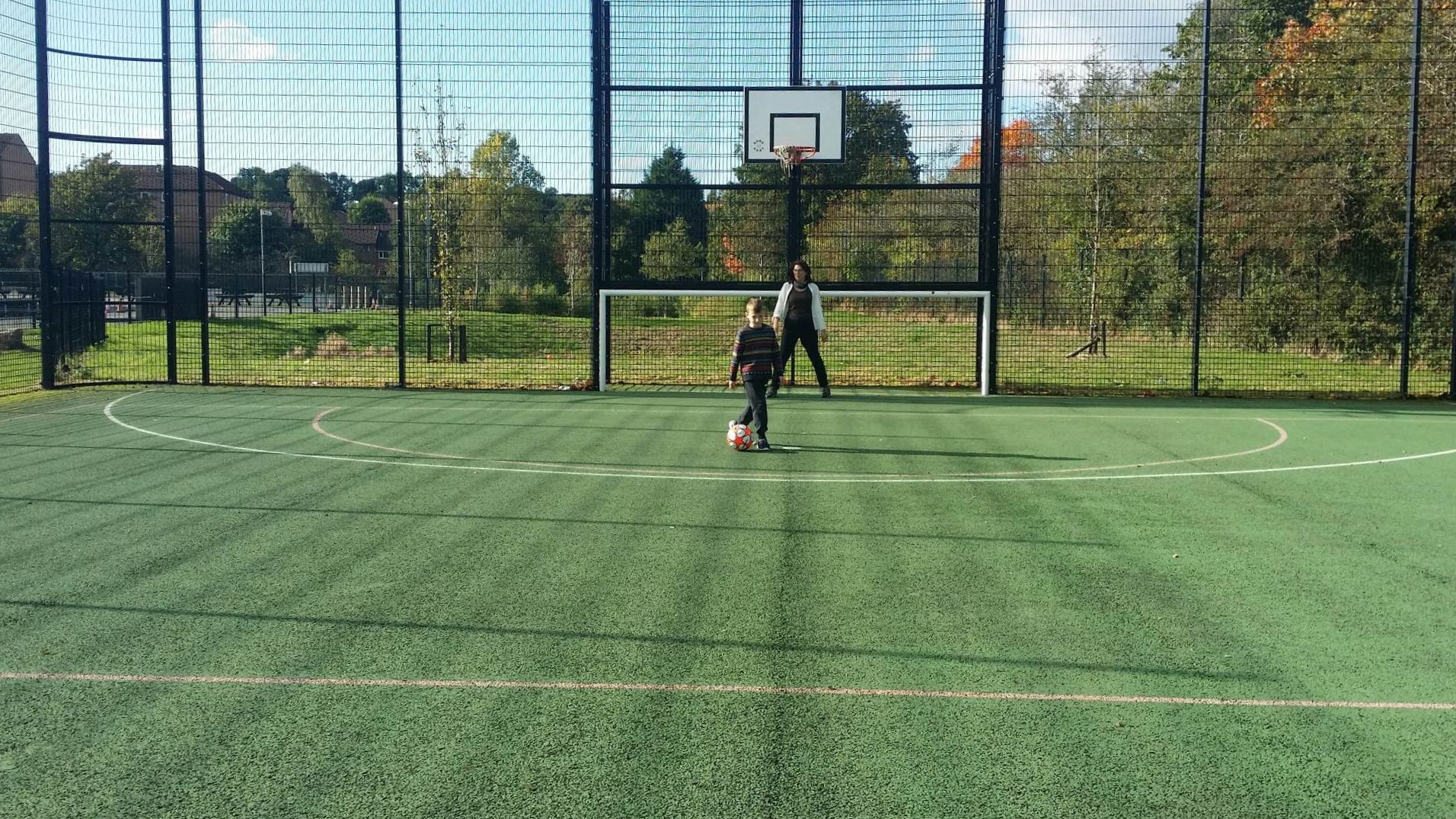 Kirsten Robb in goal at Multi Use Games Area next to St Leonards Primary School
